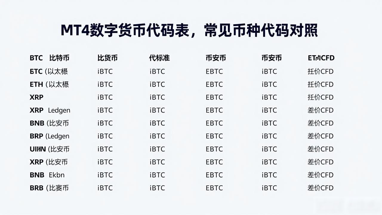 mt4数字货币代码表_MT4数字货币代码格式差异_MT4平台数字货币通用代码查询