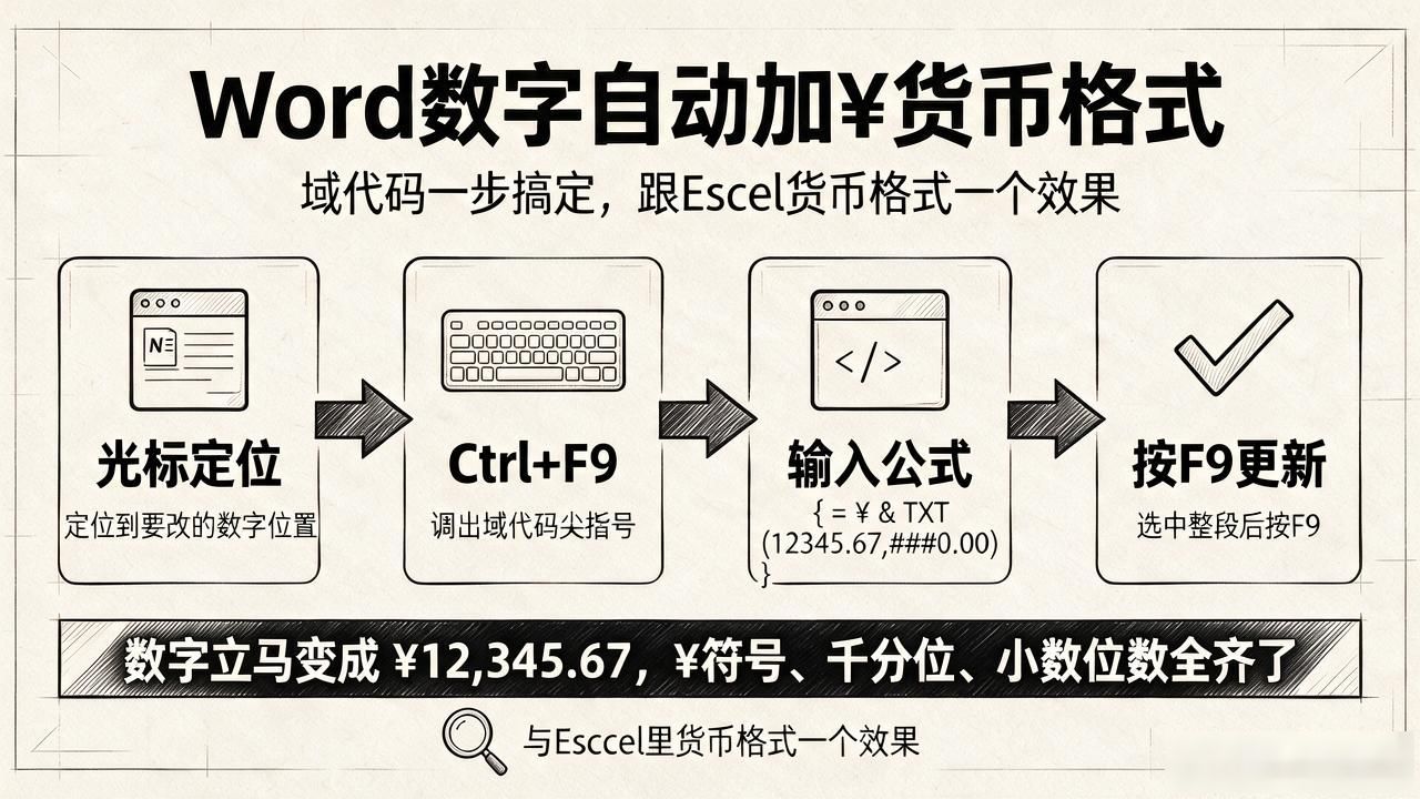 Word设置货币格式_报价单金额显示千分位_word中数字显示货币数字