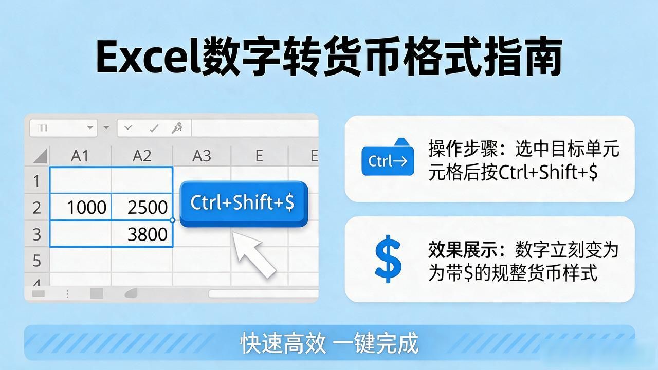 Excel货币格式转换_键盘快捷键设置_excel如何把数字转换成货币